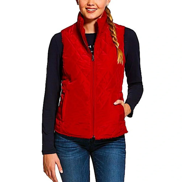 Red Quilted Fleece Lined Vest - Picture 1 of 5